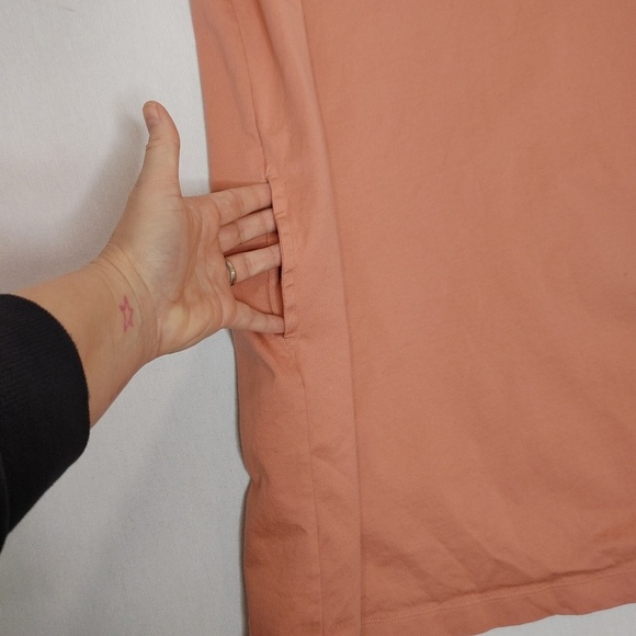 Uniqlo Crew Neck Tee Shirt Dress Cotton Short Sleeve‎ Pockets Trapeze Pink Small - Picture 5 of 8
